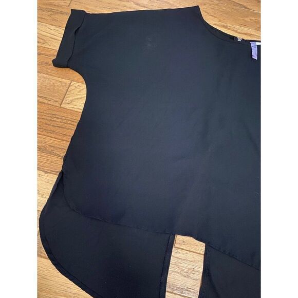 Alya women's Black High-Low Hem Short Sleeve Blouse With Back Zipper size medium - Picture 2 of 8